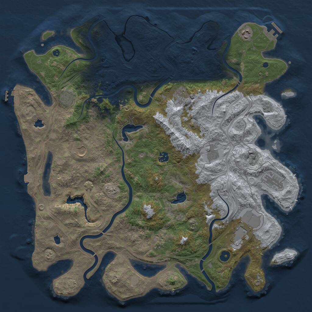 Rust Map: Procedural Map, Size: 4500, Seed: 400544739, 16 Monuments
