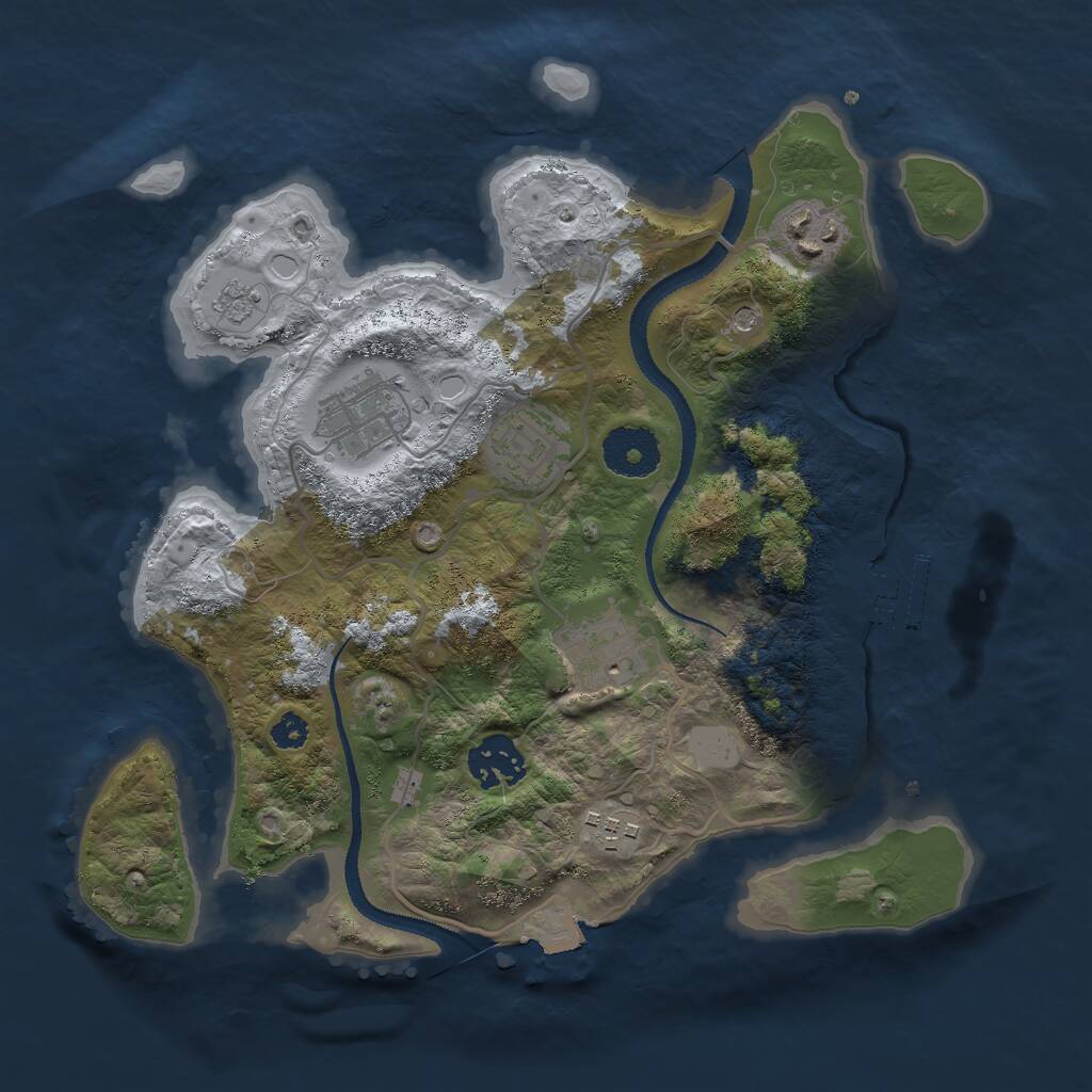 Rust Map: Procedural Map, Size: 3000, Seed: 74316613, 10 Monuments