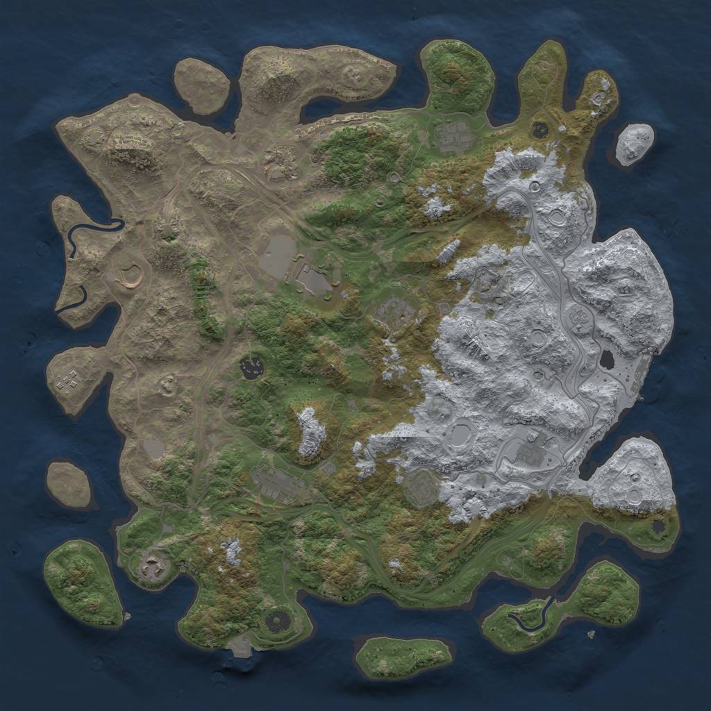 Rust Map: Procedural Map, Size: 4500, Seed: 1273171518, 18 Monuments