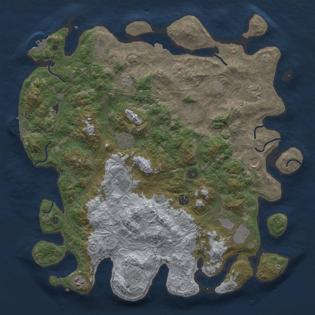 Rust Map: Procedural Map, Size: 4500, Seed: 318004841, 19 Monuments