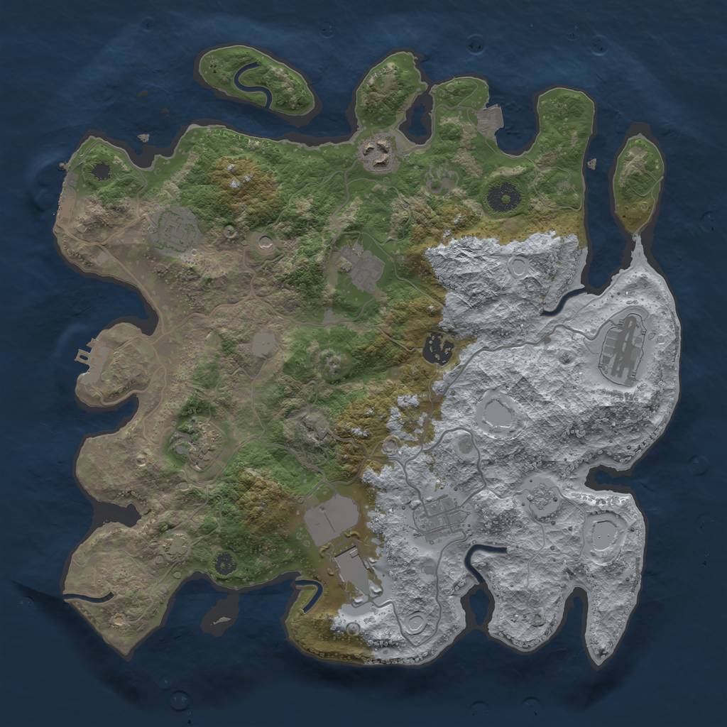 Rust Map: Procedural Map, Size: 3500, Seed: 43760387, 16 Monuments