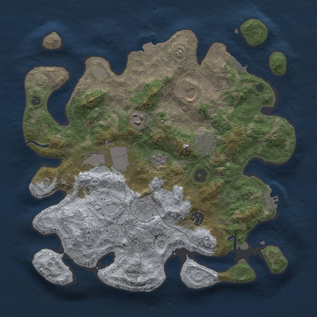 Rust Map: Procedural Map, Size: 3500, Seed: 2053527069, 15 Monuments