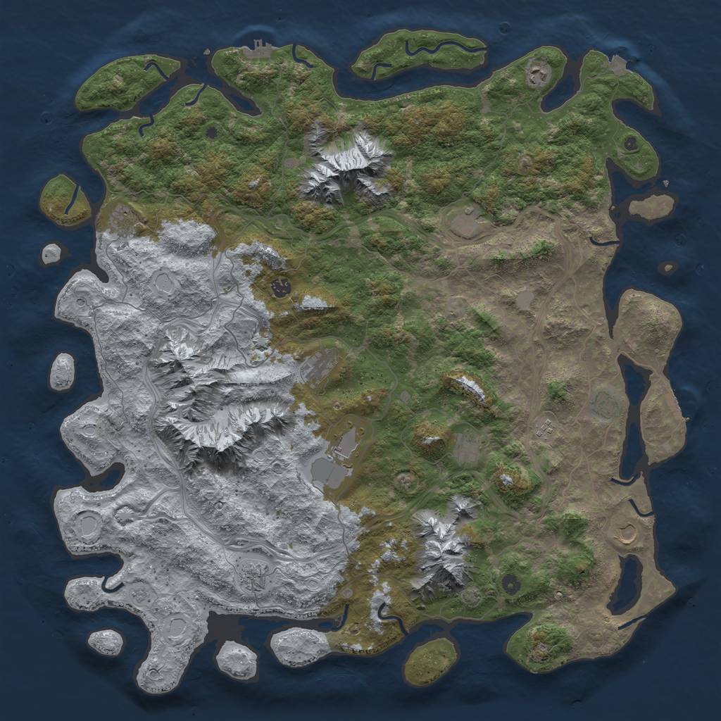 Rust Map: Procedural Map, Size: 5500, Seed: 252421123, 19 Monuments