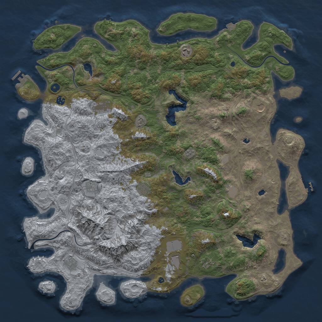 Rust Map: Procedural Map, Size: 5500, Seed: 252421123, 17 Monuments