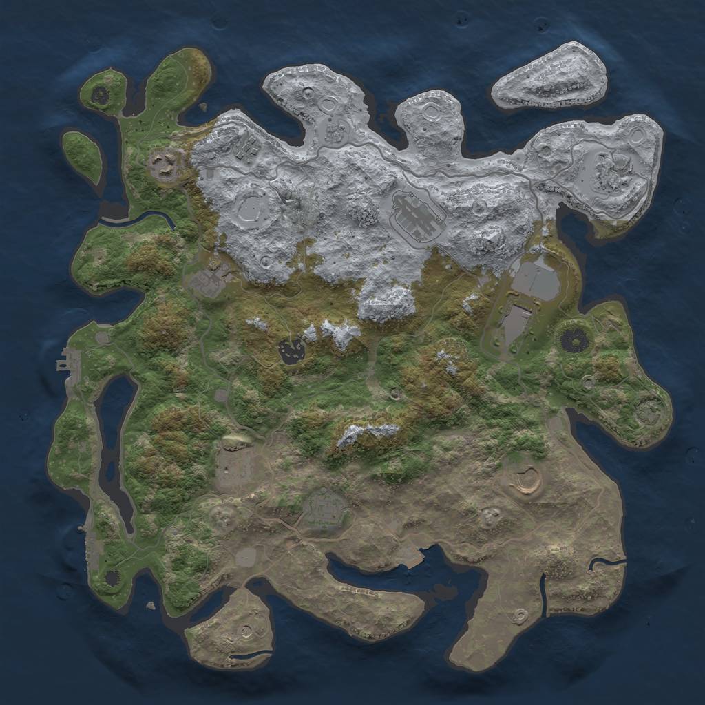 Rust Map: Procedural Map, Size: 4000, Seed: 1265437857, 18 Monuments