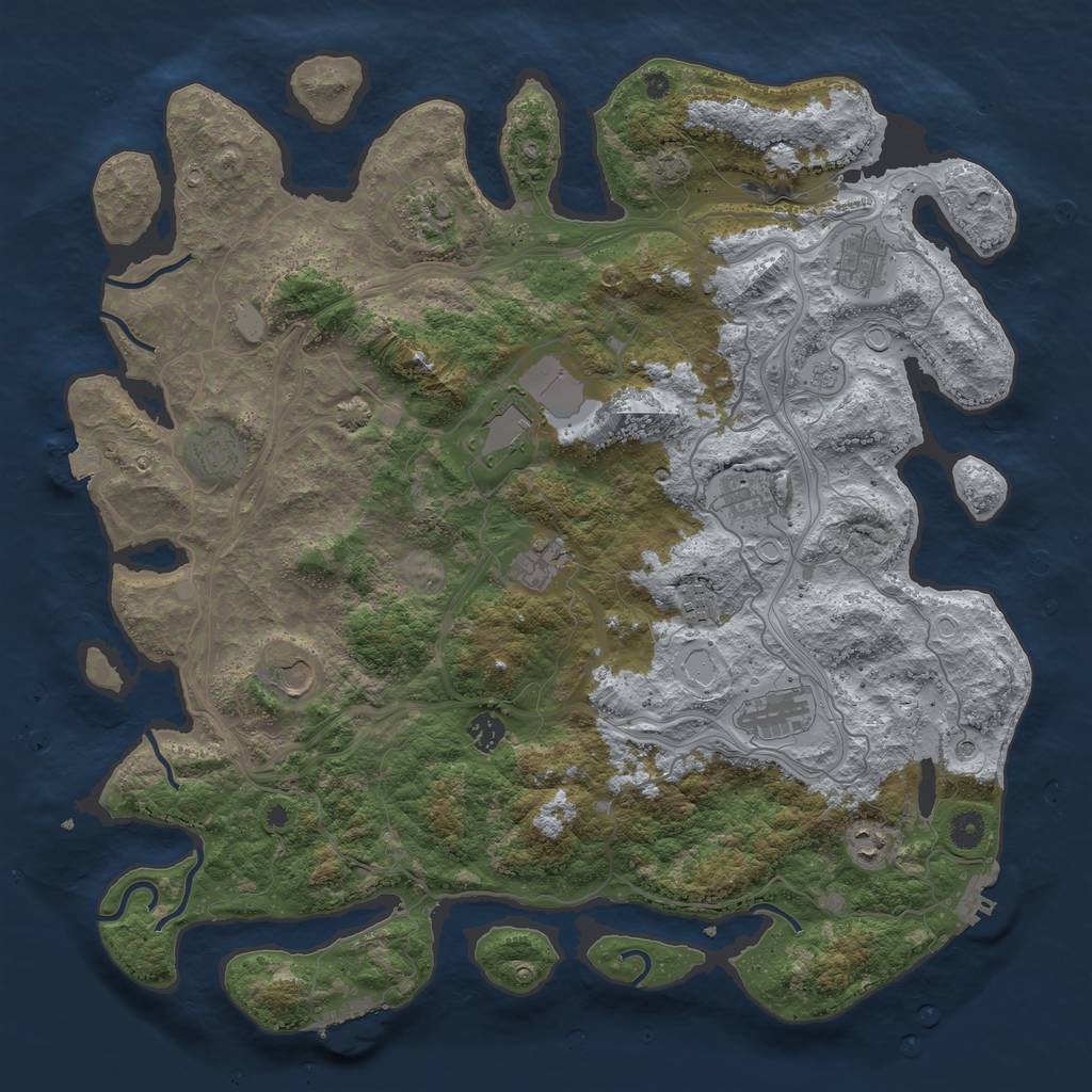 Rust Map: Procedural Map, Size: 4500, Seed: 525945651, 19 Monuments