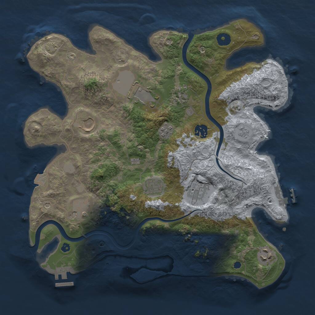 Rust Map: Procedural Map, Size: 3500, Seed: 1369642189, 15 Monuments