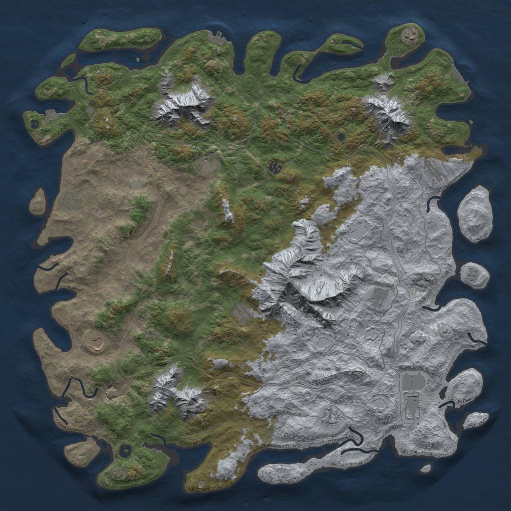 Rust Map: Procedural Map, Size: 6000, Seed: 2106091010, 19 Monuments