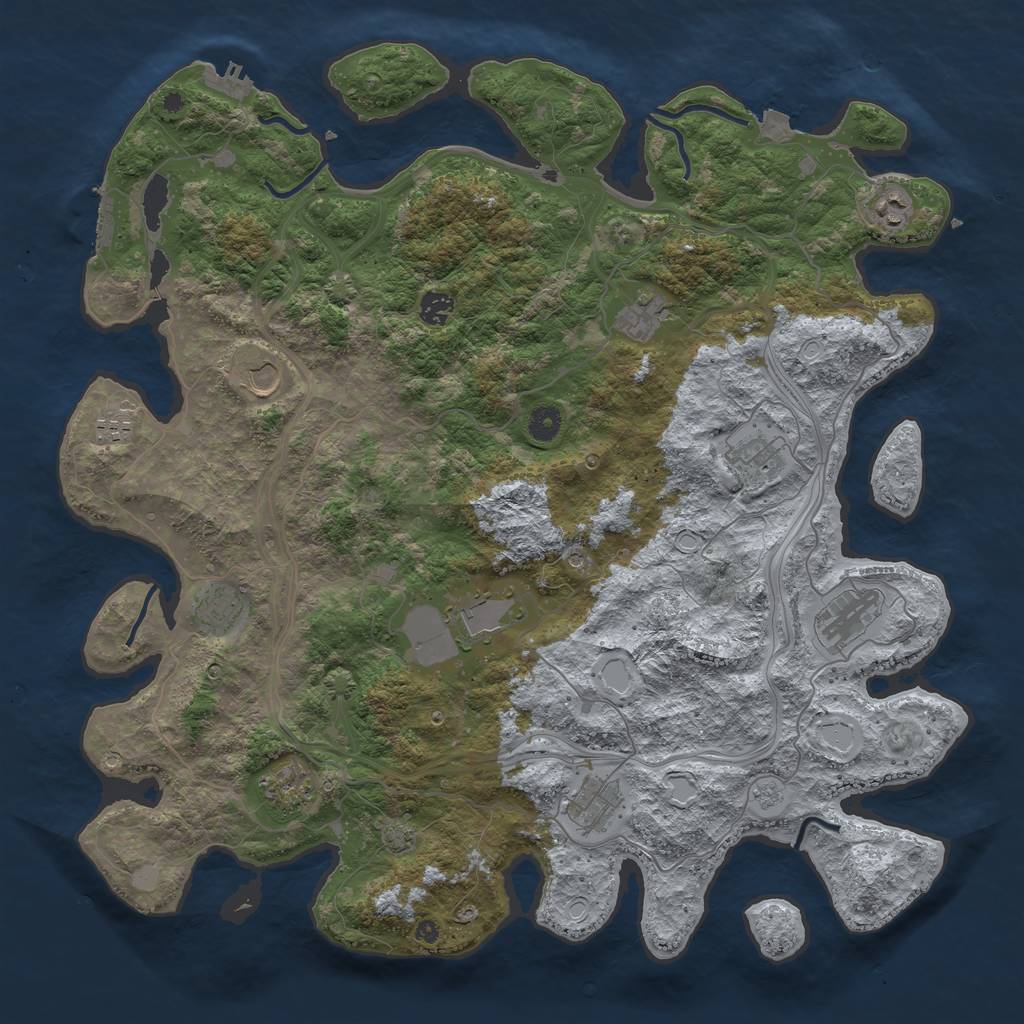 Rust Map: Procedural Map, Size: 4500, Seed: 43760387, 19 Monuments