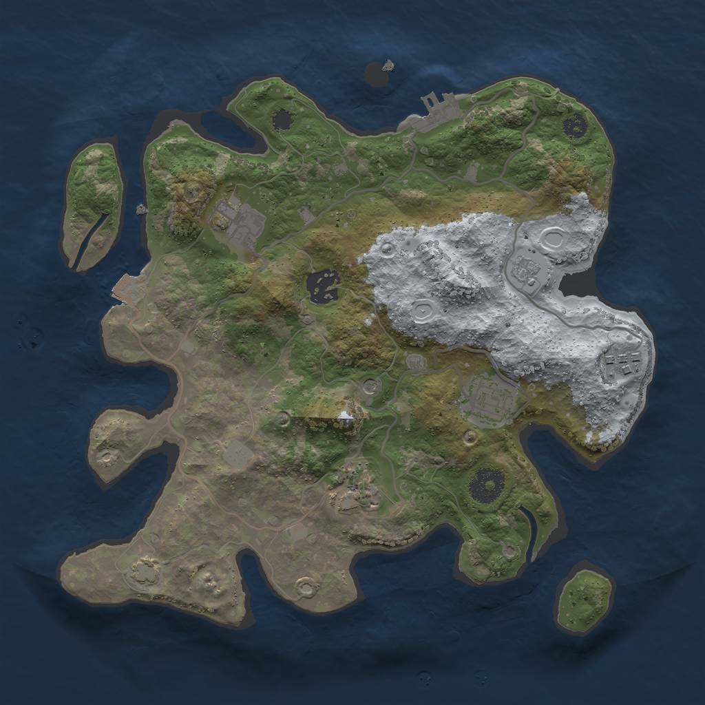 Rust Map: Procedural Map, Size: 3000, Seed: 26532, 12 Monuments