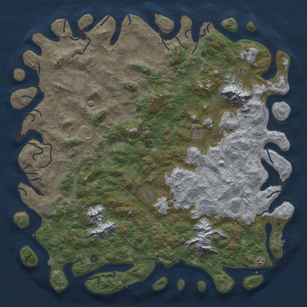 Rust Map: Procedural Map, Size: 6000, Seed: 121184358, 19 Monuments