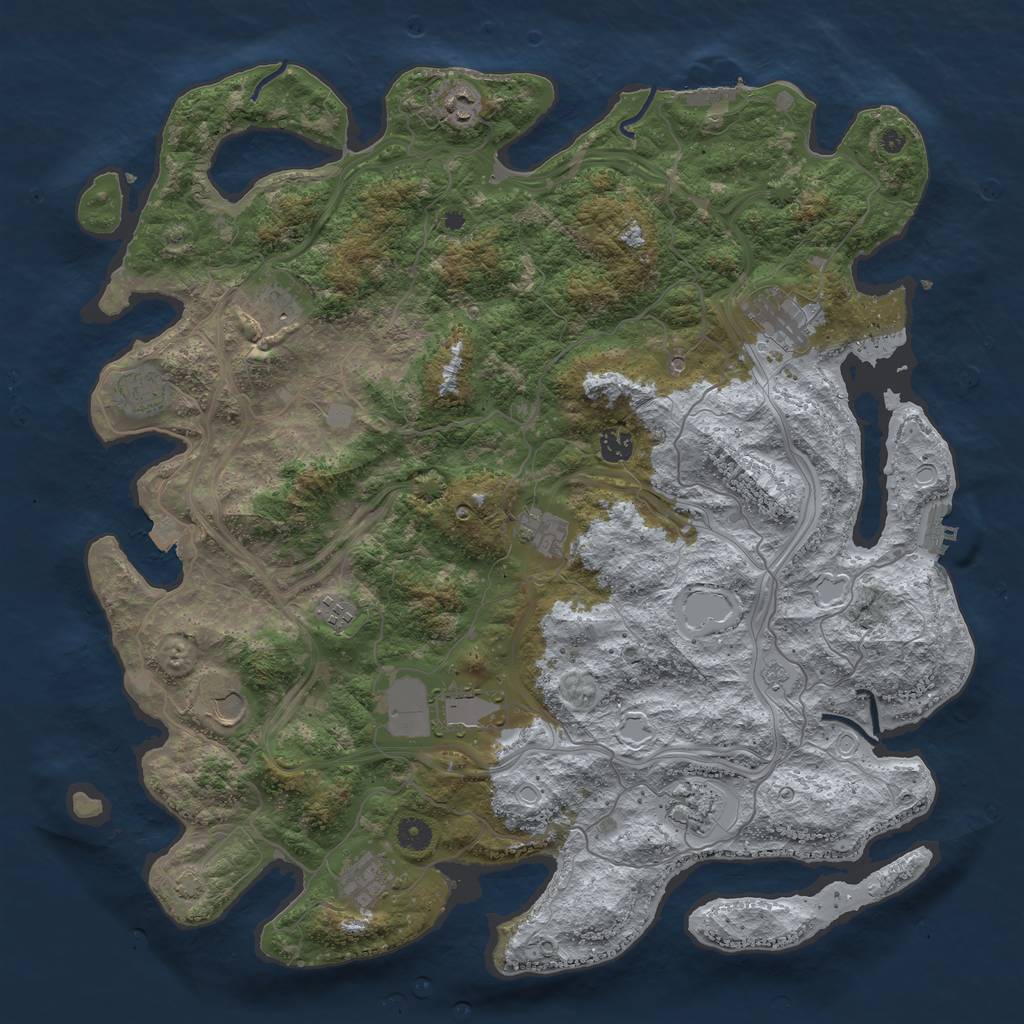 Rust Map: Procedural Map, Size: 4500, Seed: 2106091010, 19 Monuments
