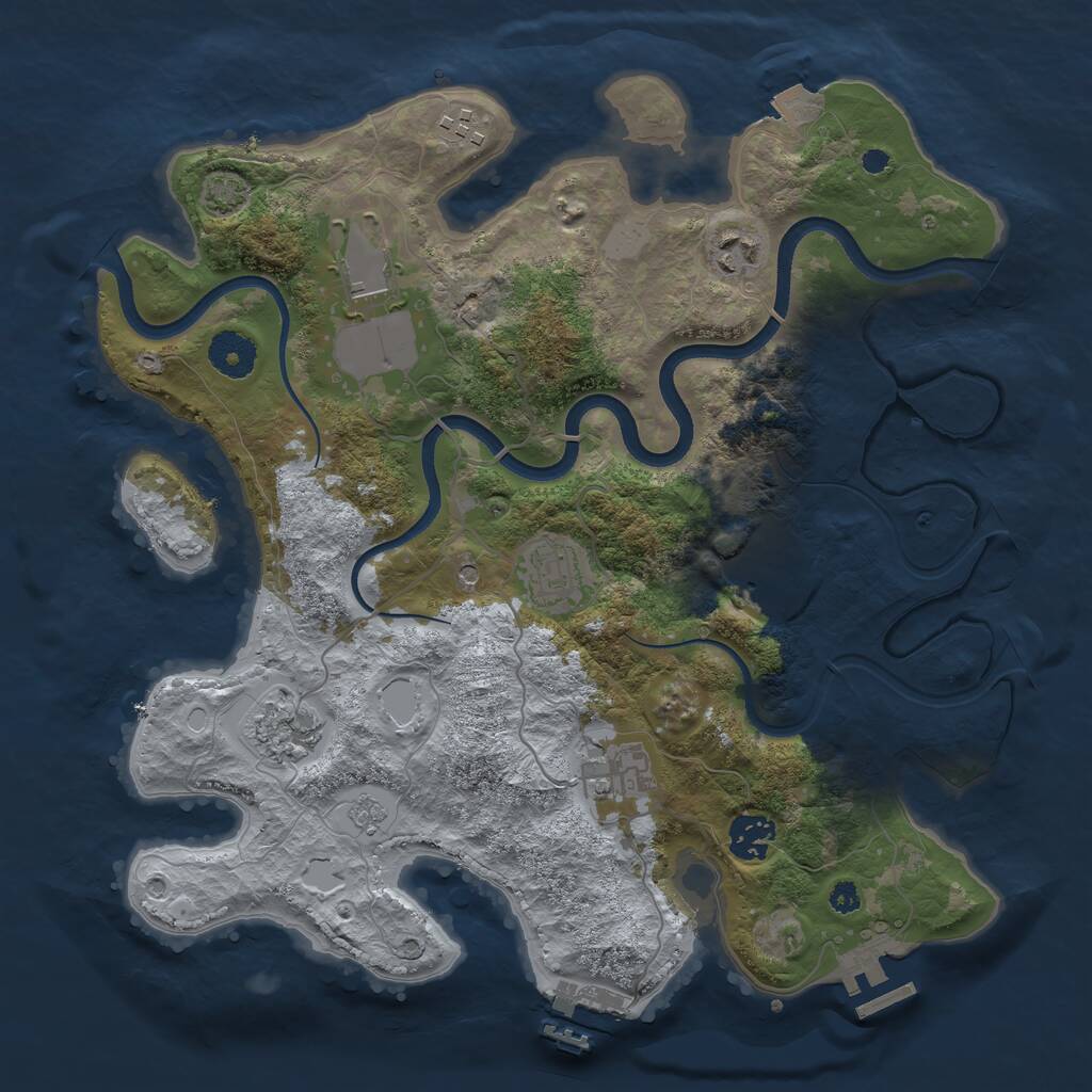 Rust Map: Procedural Map, Size: 3500, Seed: 197747708, 14 Monuments