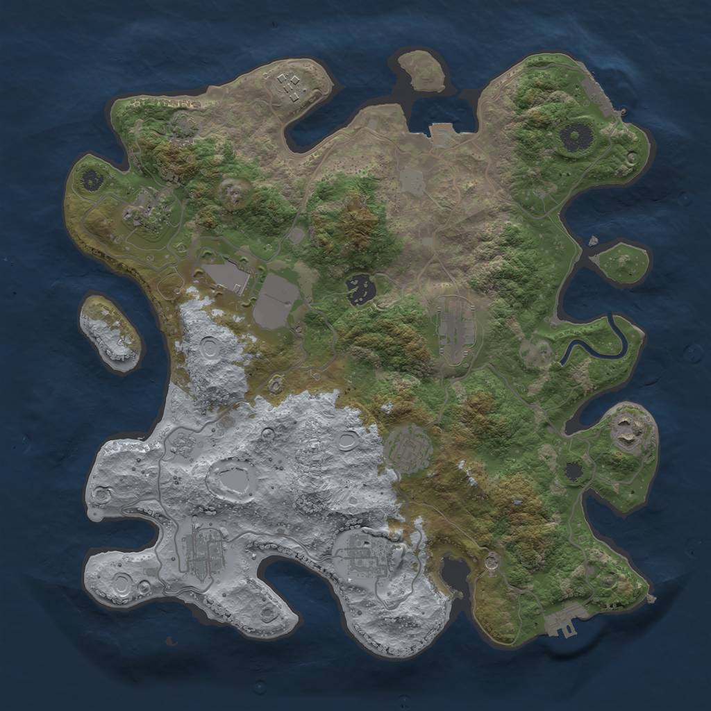 Rust Map: Procedural Map, Size: 3500, Seed: 197747708, 17 Monuments