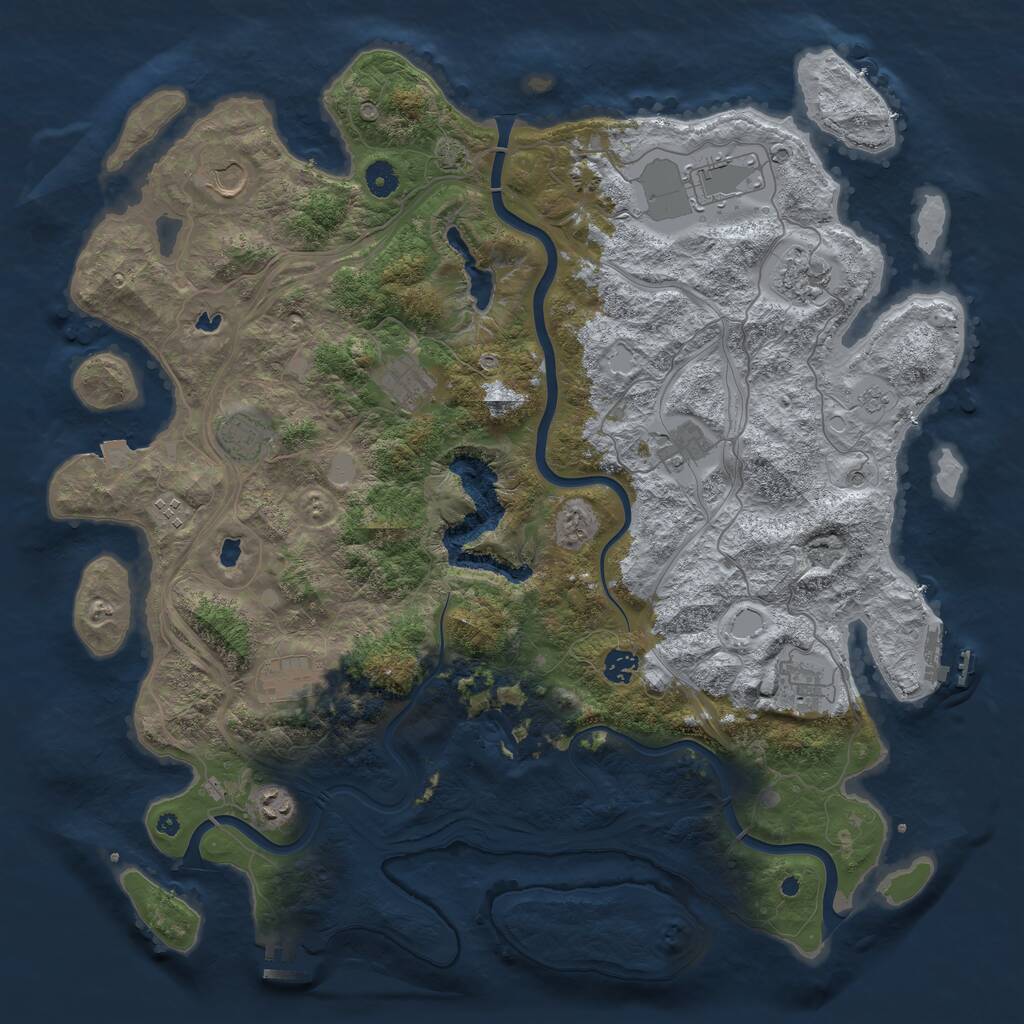 Rust Map: Procedural Map, Size: 4500, Seed: 992443256, 17 Monuments