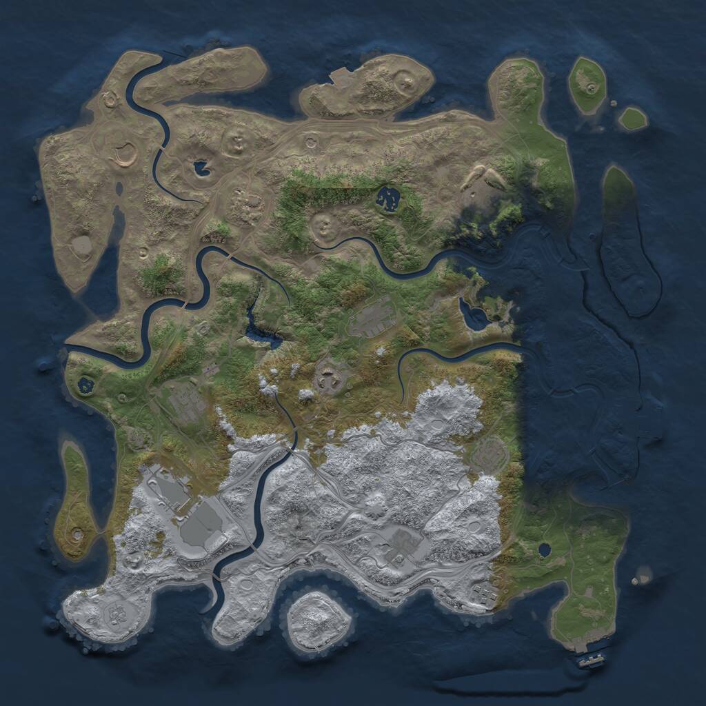 Rust Map: Procedural Map, Size: 4400, Seed: 38015911, 17 Monuments