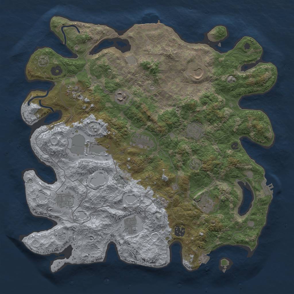 Rust Map: Procedural Map, Size: 4000, Seed: 2083468526, 19 Monuments