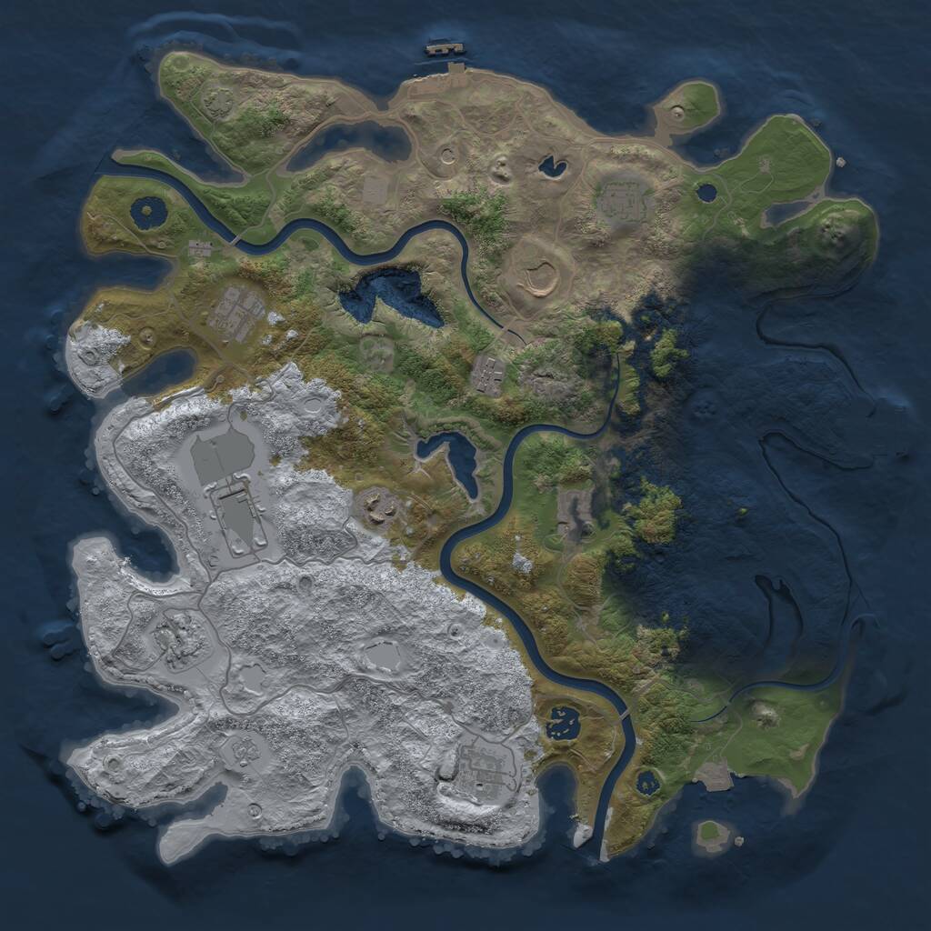 Rust Map: Procedural Map, Size: 4000, Seed: 2083468526, 16 Monuments