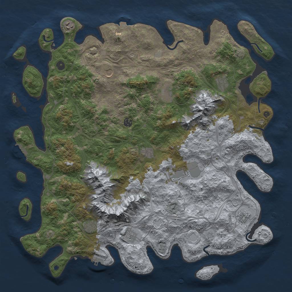 Rust Map: Procedural Map, Size: 5000, Seed: 852792470, 19 Monuments