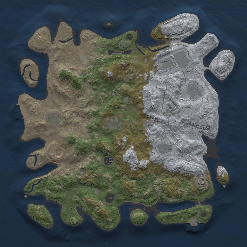 Rust Map: Procedural Map, Size: 4000, Seed: 1228780371, 17 Monuments