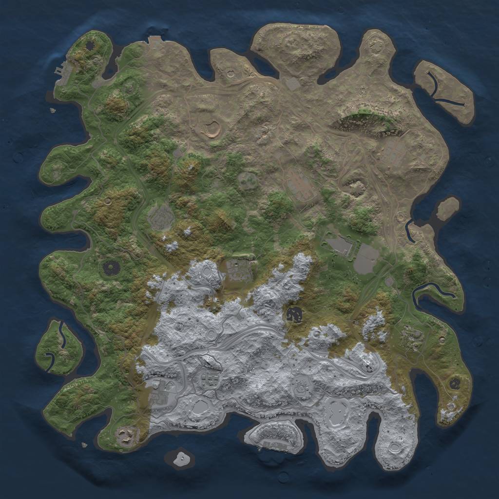 Rust Map: Procedural Map, Size: 4500, Seed: 989254295, 19 Monuments