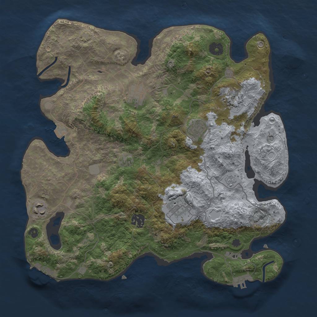 Rust Map: Procedural Map, Size: 3400, Seed: 1227066083, 14 Monuments