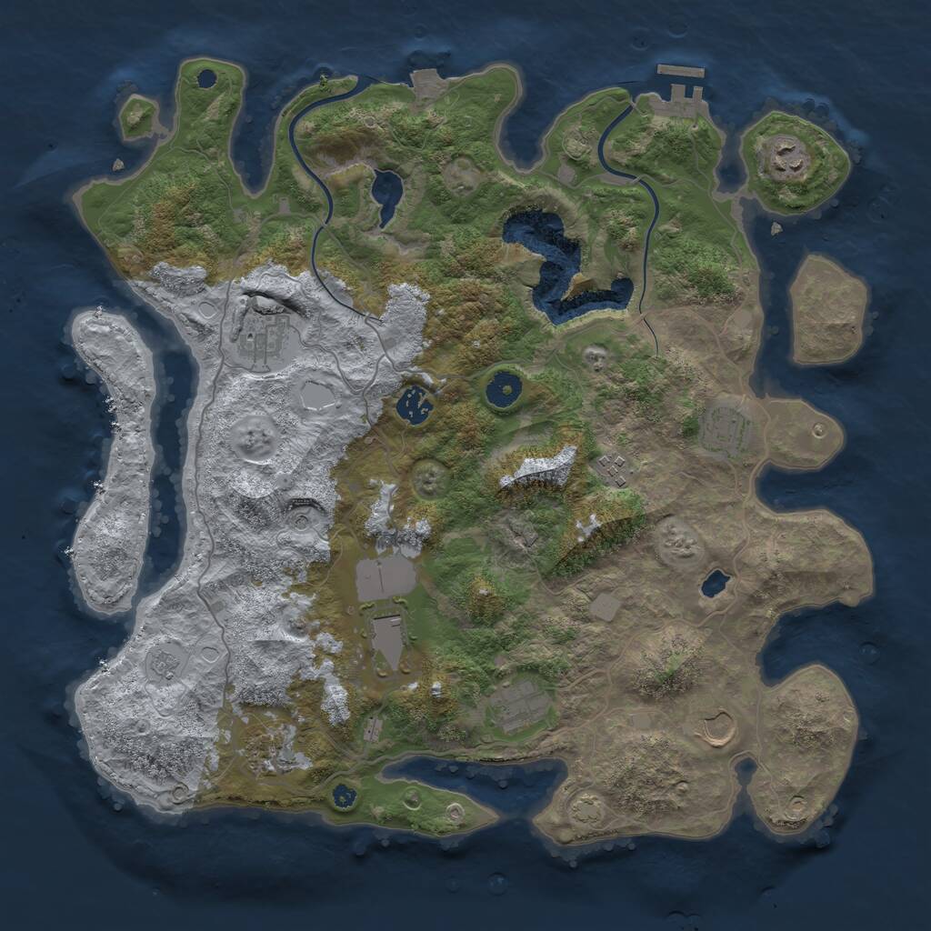 Rust Map: Procedural Map, Size: 4000, Seed: 2039780910, 14 Monuments