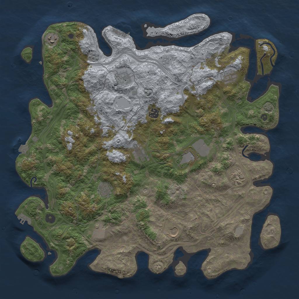Rust Map: Procedural Map, Size: 4500, Seed: 2079985847, 19 Monuments