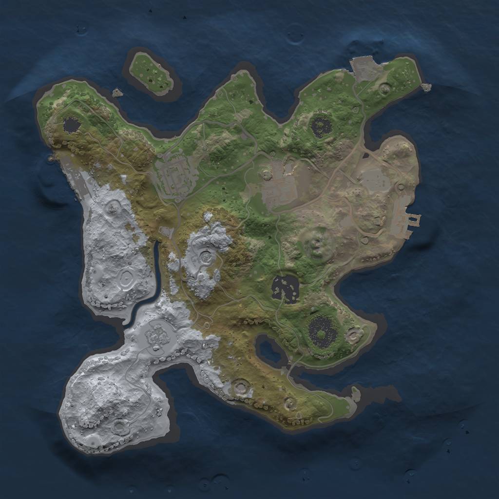 Rust Map: Procedural Map, Size: 2500, Seed: 523948024, 10 Monuments