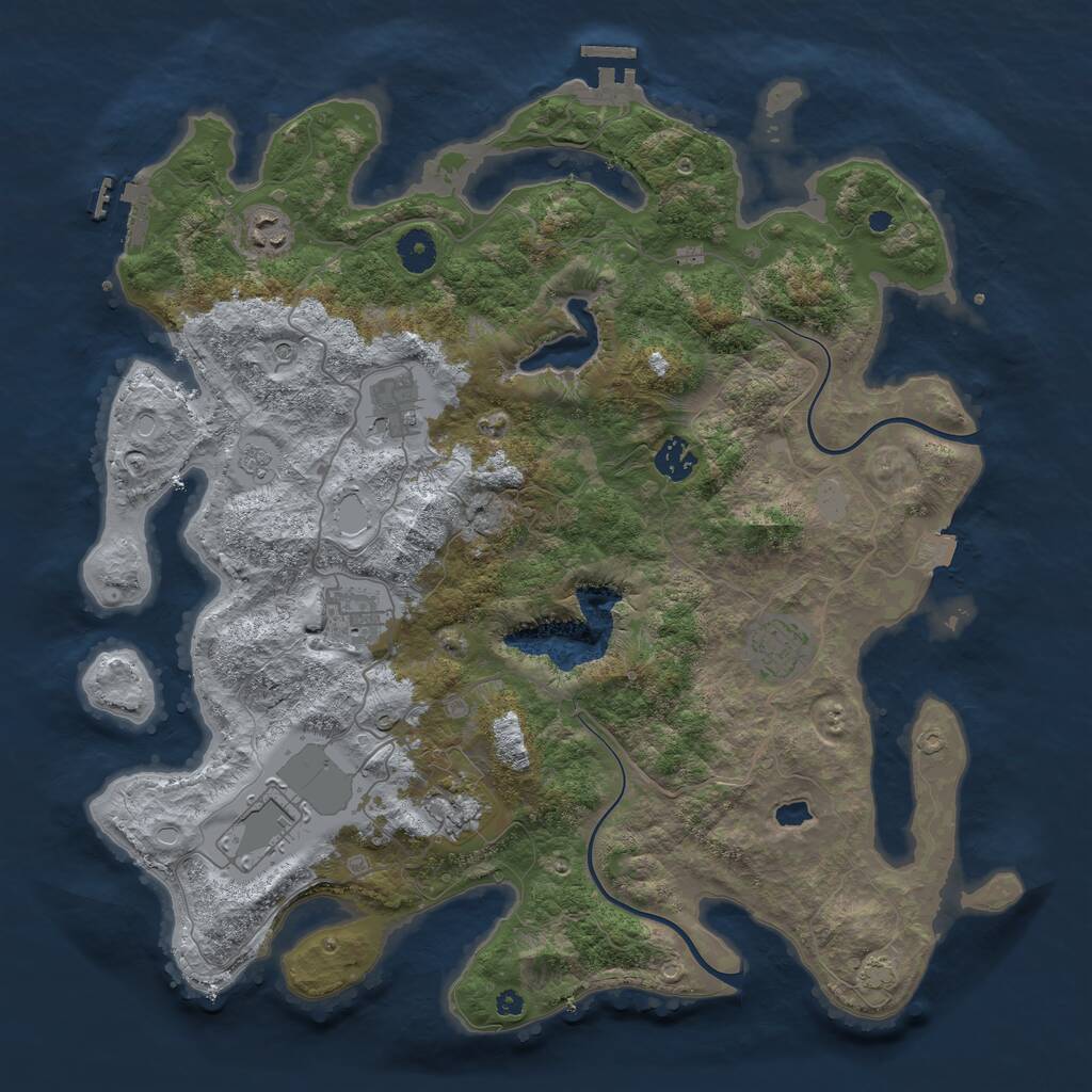 Rust Map: Procedural Map, Size: 4000, Seed: 879818254, 13 Monuments