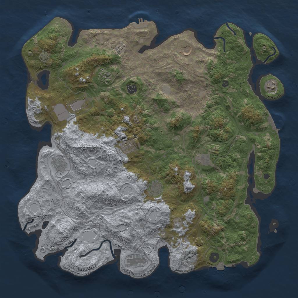 Rust Map: Procedural Map, Size: 4500, Seed: 4292024, 19 Monuments