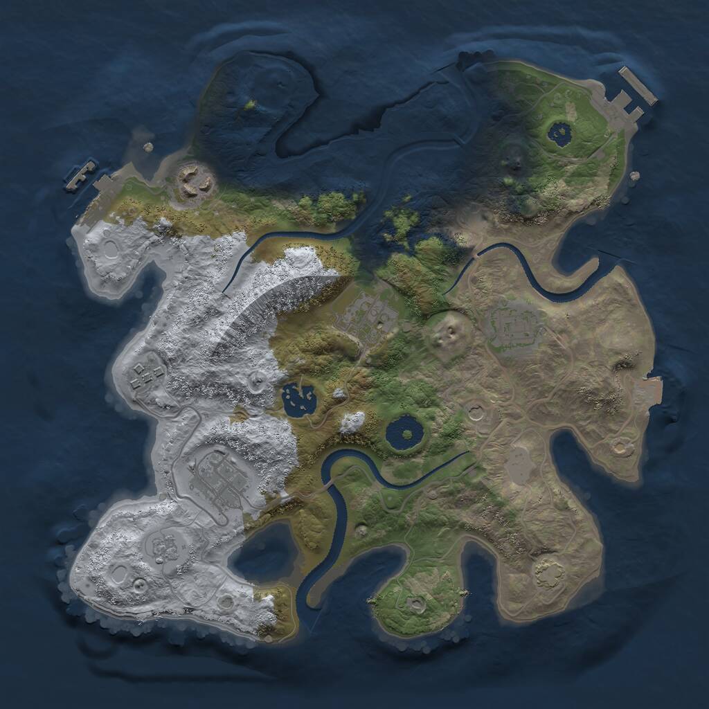 Rust Map: Procedural Map, Size: 3000, Seed: 1214092352, 12 Monuments