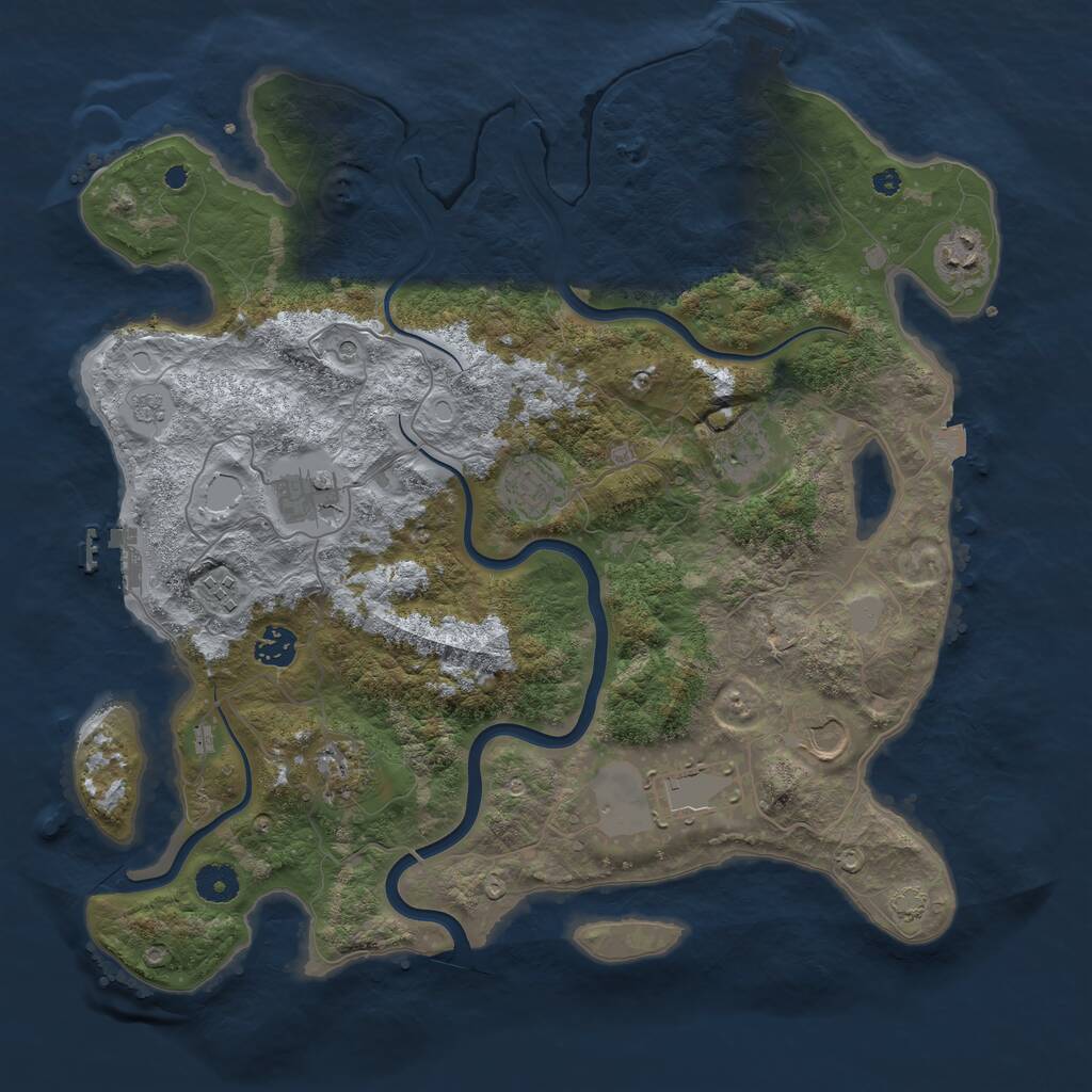 Rust Map: Procedural Map, Size: 3950, Seed: 59787948, 15 Monuments