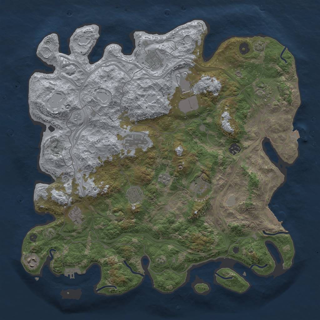 Rust Map: Procedural Map, Size: 4250, Seed: 376535, 18 Monuments