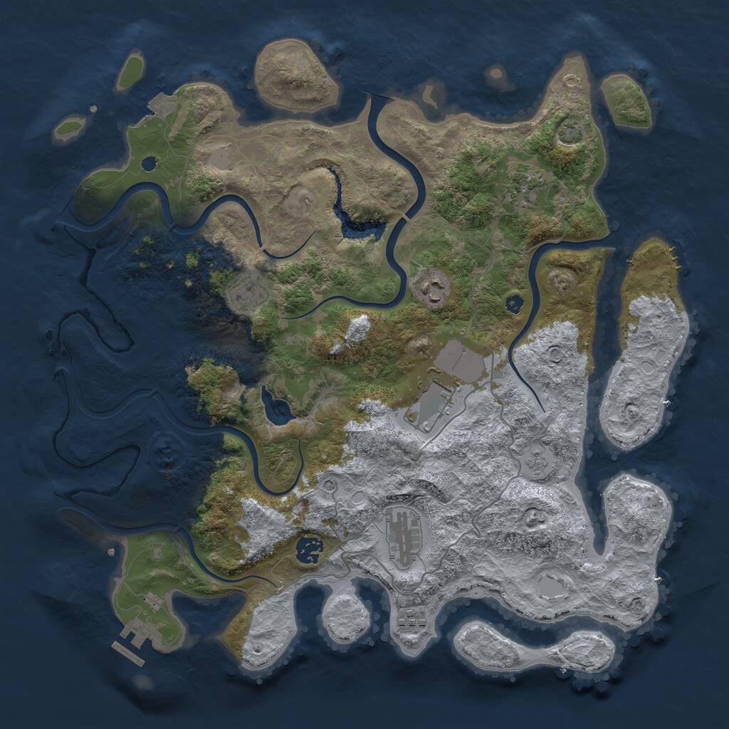 Rust Map: Procedural Map, Size: 4000, Seed: 230471548, 12 Monuments