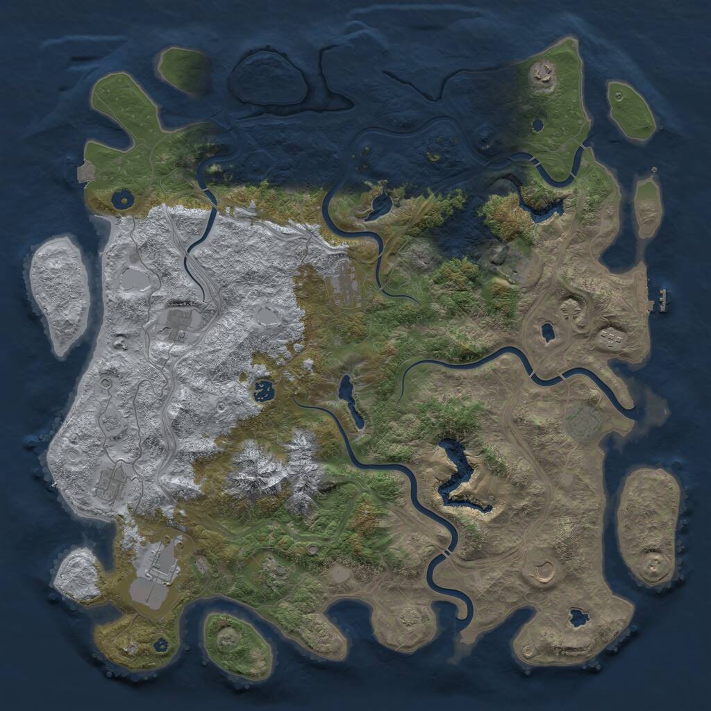 Rust Map: Procedural Map, Size: 5000, Seed: 1847999738, 17 Monuments