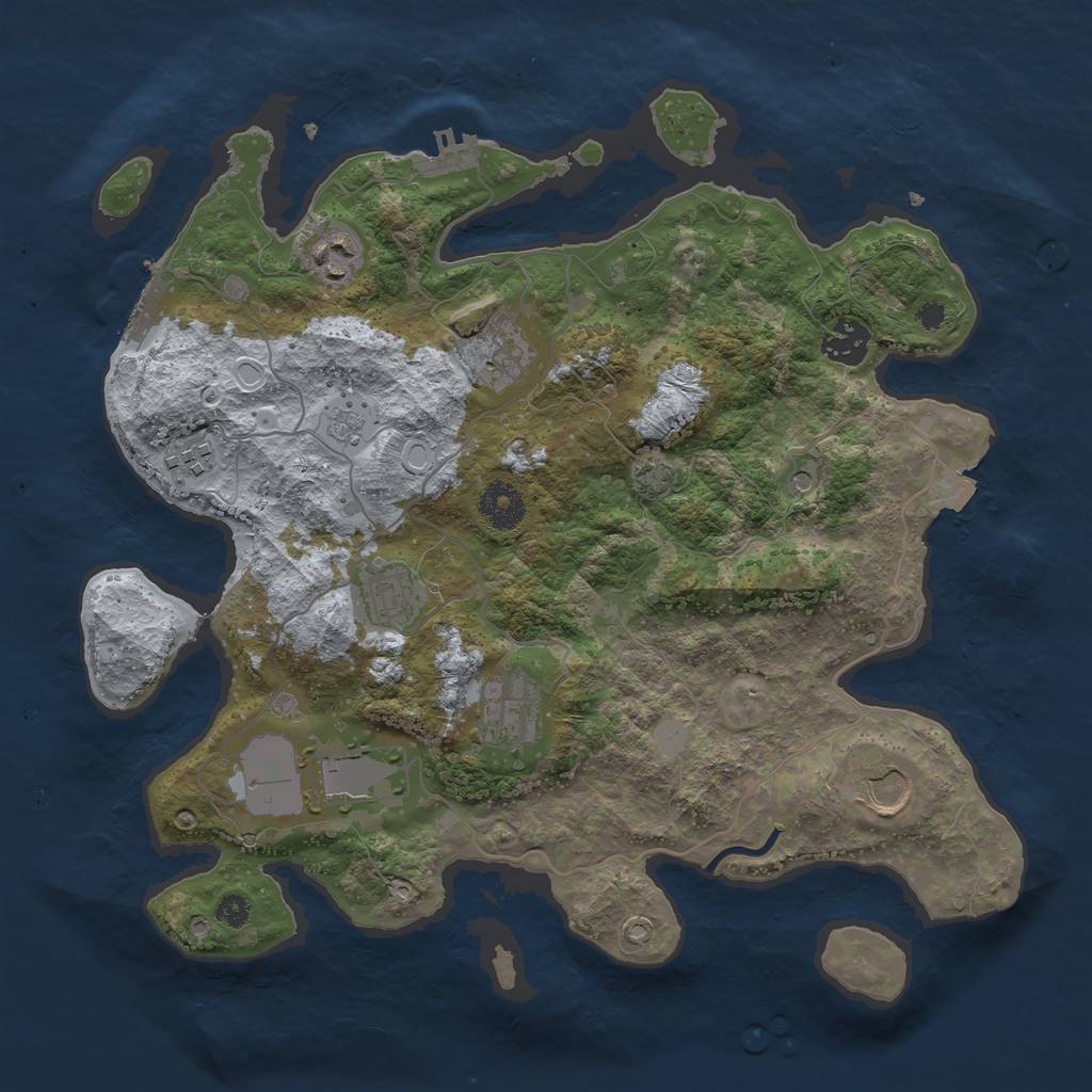 Rust Map: Procedural Map, Size: 3500, Seed: 826107955, 16 Monuments