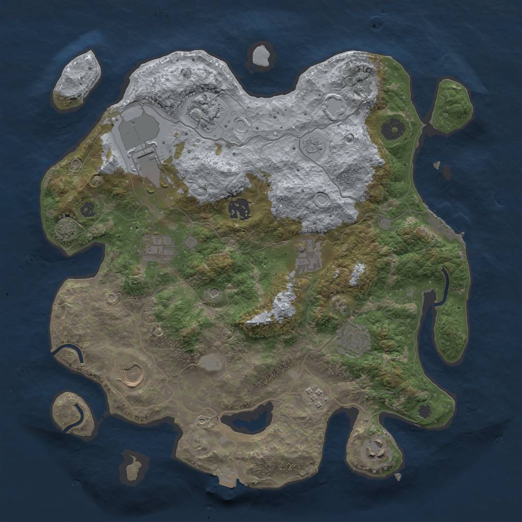 Rust Map: Procedural Map, Size: 3500, Seed: 49494, 16 Monuments