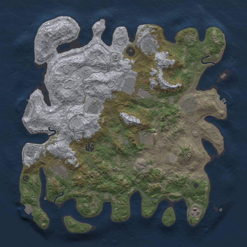 Rust Map: Procedural Map, Size: 4000, Seed: 718027342, 17 Monuments