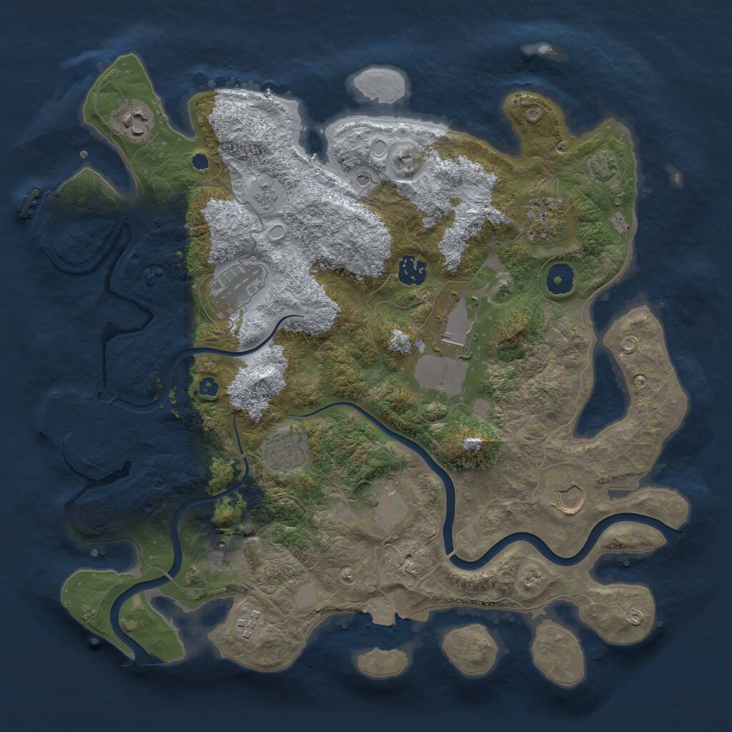 Rust Map: Procedural Map, Size: 3750, Seed: 909765404, 16 Monuments