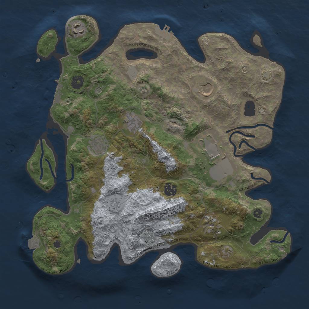 Rust Map: Procedural Map, Size: 3500, Seed: 55822540, 16 Monuments