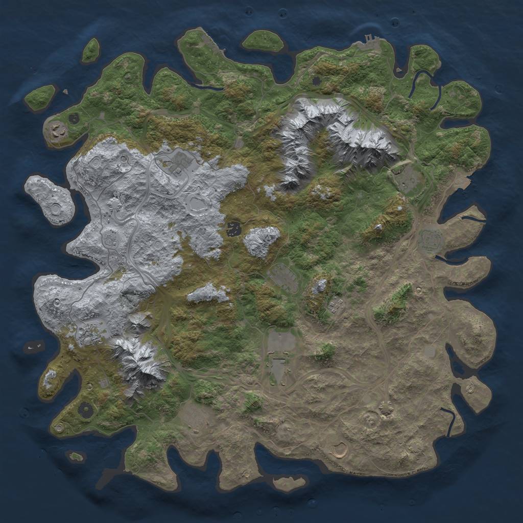 Rust Map: Procedural Map, Size: 5000, Seed: 1005846012, 19 Monuments