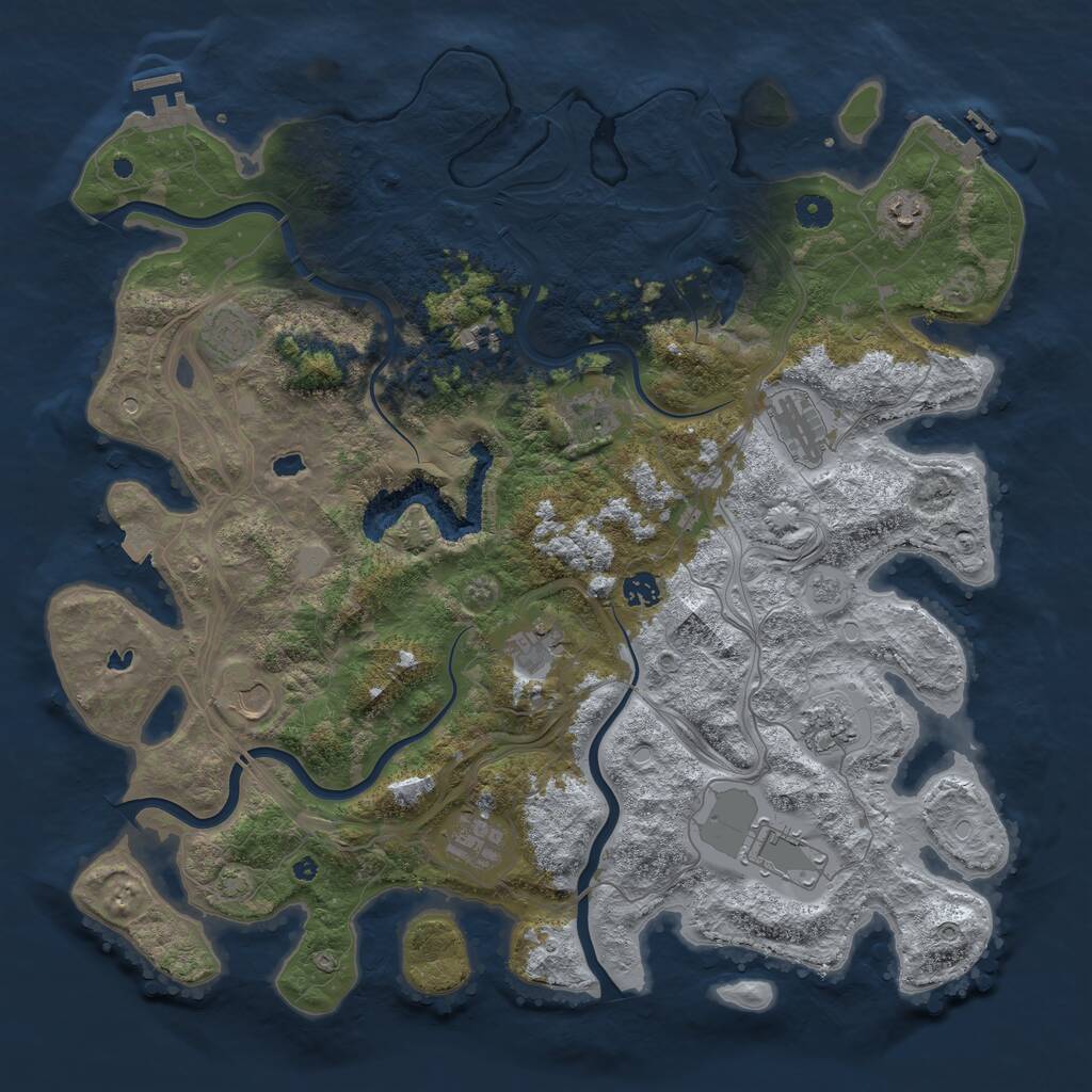 Rust Map: Procedural Map, Size: 4500, Seed: 1924525661, 17 Monuments