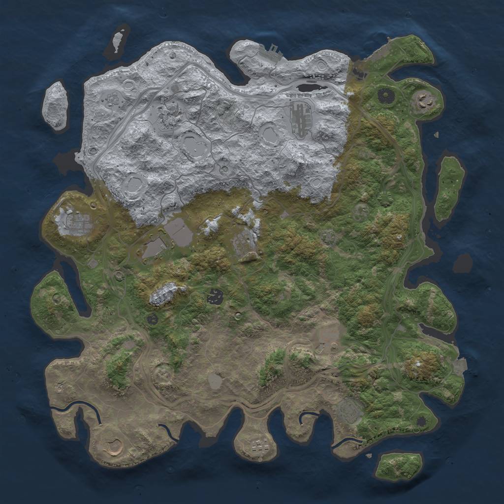 Rust Map: Procedural Map, Size: 4500, Seed: 1193330413, 19 Monuments