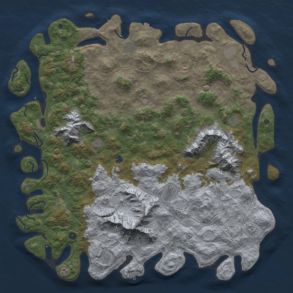 Rust Map: Procedural Map, Size: 6000, Seed: 341837709, 19 Monuments