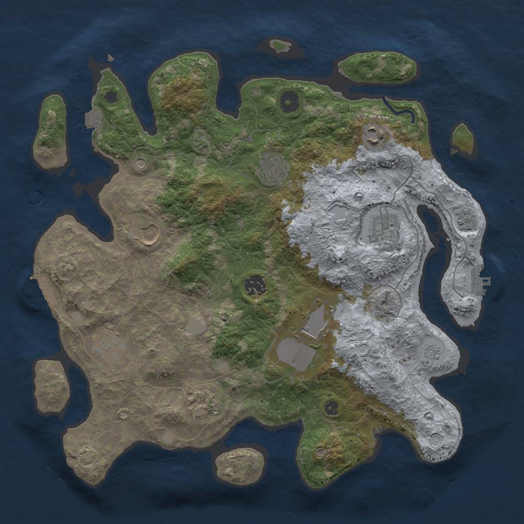 Rust Map: Procedural Map, Size: 3750, Seed: 504297330, 17 Monuments