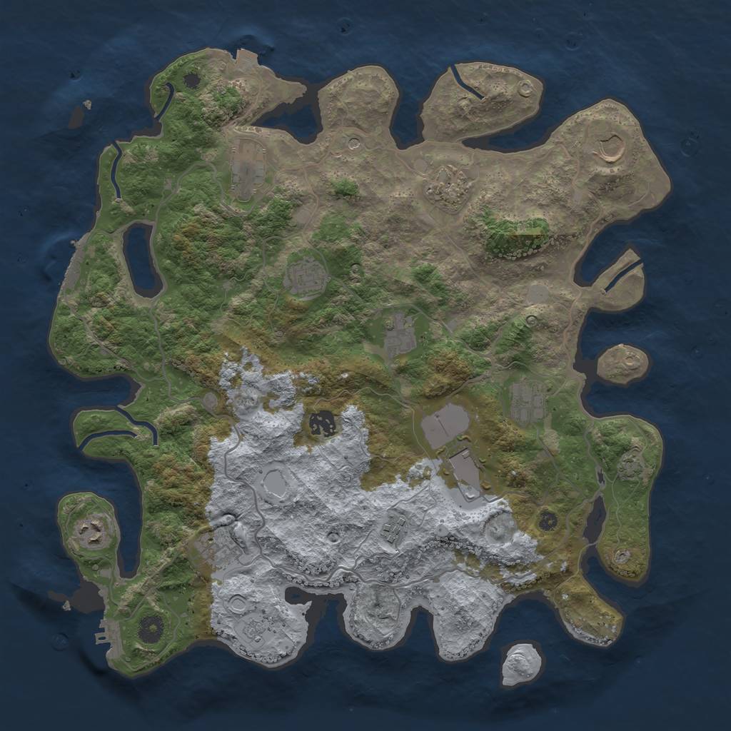 Rust Map: Procedural Map, Size: 4000, Seed: 583381285, 19 Monuments