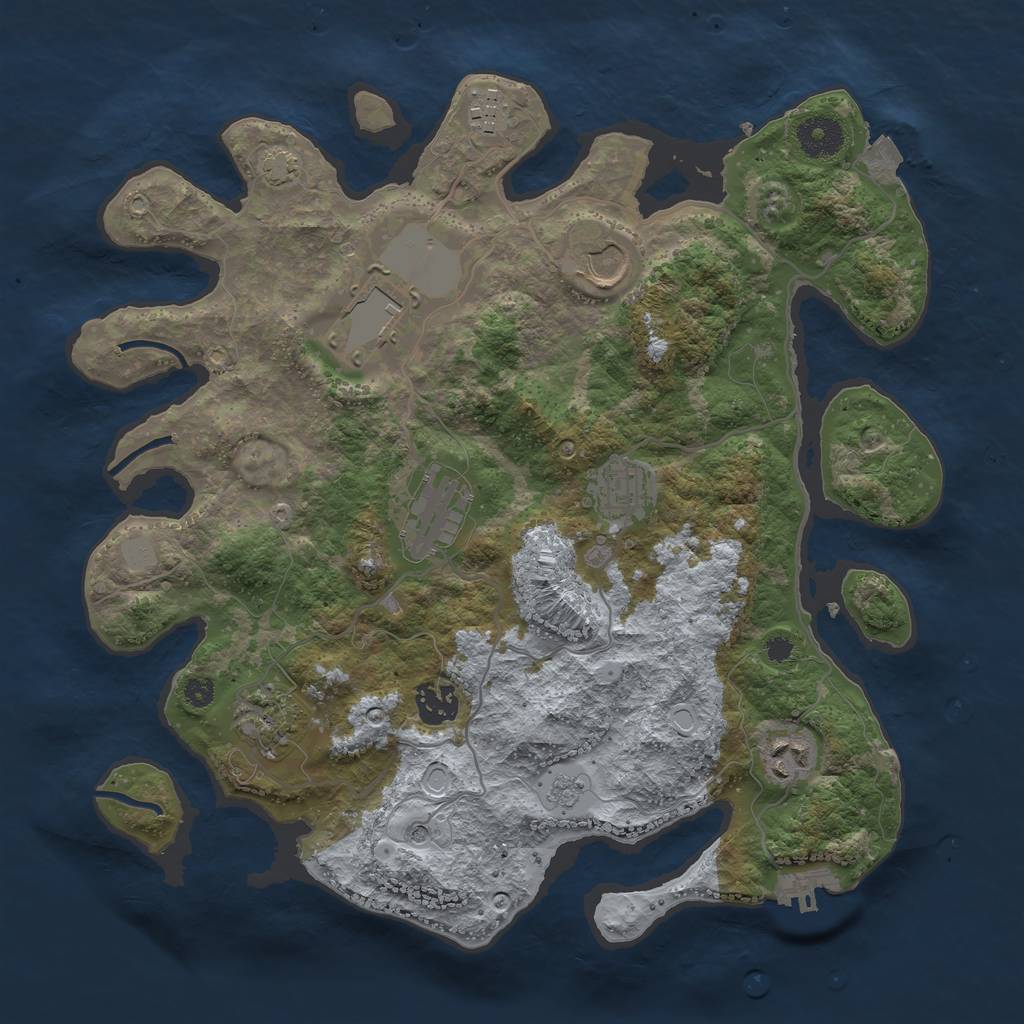 Rust Map: Procedural Map, Size: 3500, Seed: 548767794, 15 Monuments