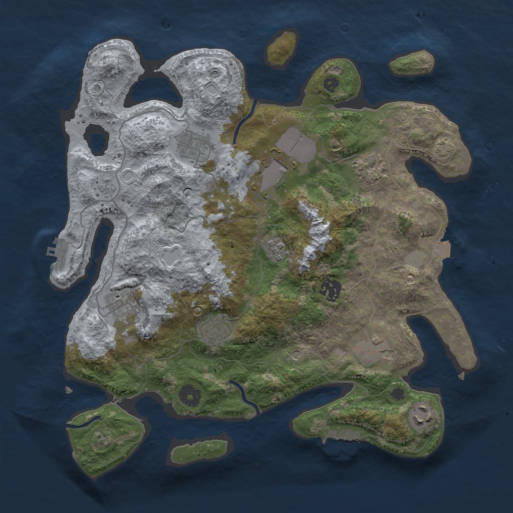 Rust Map: Procedural Map, Size: 3500, Seed: 2058355669, 17 Monuments