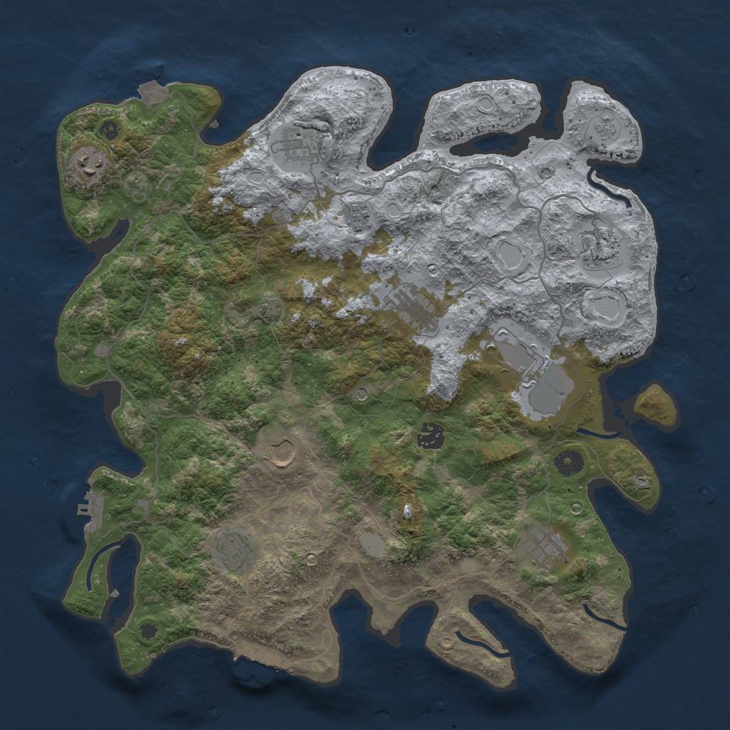 Rust Map: Procedural Map, Size: 4000, Seed: 1065809853, 18 Monuments